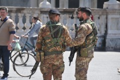 Soldiers watching over the square in Catania