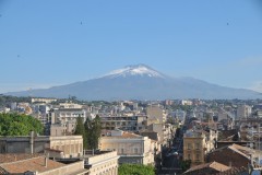 Mt Etna on a clear morning from the hotel roof top in Catania