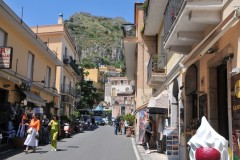 Walking is an adventure in Taormina., the sweeping views of the sea below.