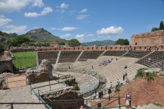 This theater is the second largest of its kind in Sicily, after that of Syracuse,  it is frequently used for operatic and theatrical performances and for concerts.  The greater part of the original seats have disappeared,