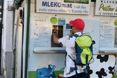 In Ljubljana, Slovenia, you can get farm-fresh, raw cow's milk from a Mlekomat, which is a public vending machine. You typically bring your own bottle to fill or can buy one at the machine for about €1 per liter. The milk is kept cold at 36 degree Fahrenheit and dispensed daily from a local alpine farm, with the machine sanitizing itself with UV light after each use.  