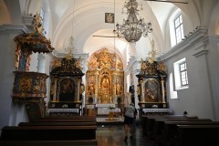 Inside the church you can see the rope hanging from the bell tower down to the floor area in the center of the photo. I was able to ring the bell and not have to carry a bride up the 99 steps. 