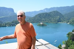 From the railing overlooking Lake Bled below was straight down.
