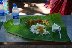 Lunch was served as is the custom on a banana leaf.  Many times you eat your foods with only one hand. 