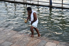 The Cauvery River is a holy site for Hindus, who bathe in the river to find salvation