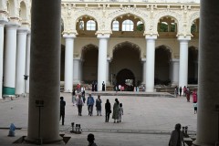 Among other striking features of the palace are the massive white pillars, several of which line the corridor that runs along the courtyard. 