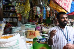 Dennis explaining items for us in the market