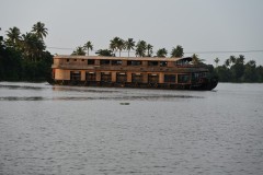 The Kerala backwaters are a network of brackish lagoons and canals lying parallel to the Arabian Sea of the Malabar coast of Kerala state in south-western India. It also includes interconnected lakes, rivers, and inlets, a labyrinthine system formed by more than 560 miles of waterways.