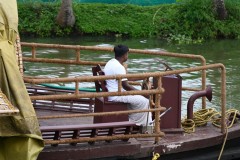 As you can see the houseboat is steered from the forward part of the vessel.  The front of the houseboat is where you board and depart each stop from the front bow area. 