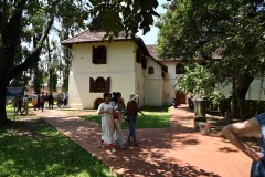 This is the Mattancherry Palace or Dutch Palace . There a large number of murals on the walls of the palace, executed in the traditions of Hindu temple art, which are religious, decorative and stylized.   It is located in the city of Cochin.