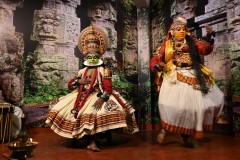 The story is portrayed through dancing and  hand gestures called mudras.   It definitely was different. 