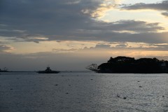 In the distance is a ferry approaching the island across from Kochi city.
