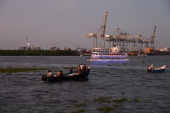 In the distance are the port docks where cargo is unloaded and loaded onto freighters from around the world.