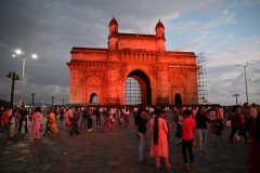  View of the Gateway to  India lit up in the early evening. 