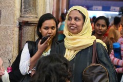 Travelers hurrying after train arrived