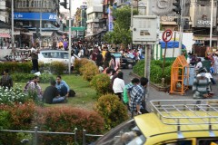 Pedestrian traffic near the train station