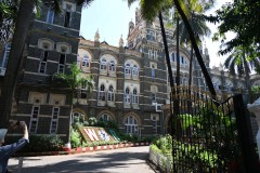 Close up of the front of the Mumbai Central railway station, Western Railway.