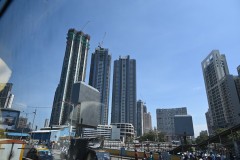 Driving across the central Mumbai with skyscrapers abounding all around. 