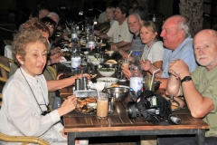 Our travel group having dinner in a local restaurant in Khartoum. We ate outside iin a garden i of a traditional Lebanese Restaurant named Assaha