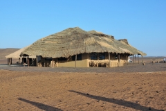 Monroe tented Camp overlooks the beautiful pyramids of Meroe.. This building is the restaurant run by an Italian manager.