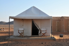 Accommodations are twin bedded tents each having a private bathroom and shower in a separate building behind the tents. The fronts face the Royal Necropolis and offers great views of the 40 pyramids in the distance. You have electricity until 11 p.m. by generator.