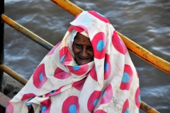 A local woman crossing alone