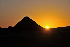 Sun setting over the pyramids