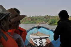 Today we boarded a small launch on the Nile River near the 4th Cataract, which prevented the Nile from flowing slowly and formed many rapids that obstructed navigation in years past.