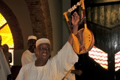 He is playing an authentic old European Lyre or Harp