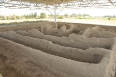 Among the many structures that were excavated, the majority appear to be multi-rooms habitations, but some seem to have a different purpose and serve as communal buildings.Those buildings seem to be well thought out with clear plans, regular bricks with walls that are sometimes covered in colored coating, however their functions remain unclear.