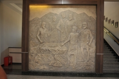 What the people of the time would have looked like.  The inhabitants of Sarazm were occupied not only with agriculture and herding but also with metallurgical production.  A large metal repertoire has been unearthed from the II, III and IV layers dug up by archeologists: daggers, awls, chisels, axes and decorative pieces were among the discoveries. There is ample evidence that the metal was actually worked in Sarazm using similar techniques as the ones used in Mesopotamia, the Iranian Plateau and the Indus Valley.  Some have even claimed that around 3000 BC, it was the largest exporting metallurgical center of Central Asia.