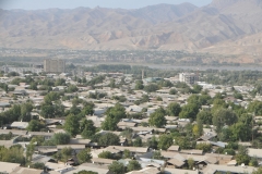 Looking out across the valley, is the present day town of  Penjikent stretching out below in the horizon. It was the last stop for caravans heading east from Samarkand, Uzbekistan to stock up before they hit the mountains – or, conversely, the first chance to rest for those that had just made the arduous trek across the peaks. In the distance is the the road that traces the path of the river.