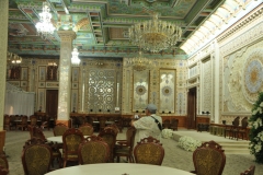 Navruz Palace is a large complex of rotundas, a palace, a cinema, entertainment halls, and meeting rooms. The building is grand and monumentally large with rooms of magnificent chandeliers, parquetry floors, and long columns.