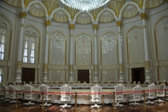 Decorative wood carving of colon and ceilings, wall decorations: woodcarving, Florentine mosaic in colored mirrors, painted ceilings. Height of the biggest cupola is 120 feet.