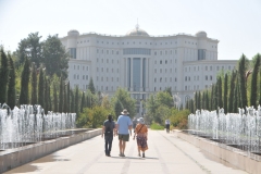 Fountain laid walkway to National Library