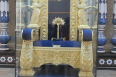 Golden replica of Somoni's Throne is the center piece of the main floor exhibition.