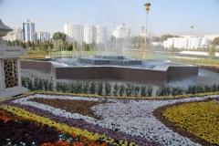 One of many fountains in the surrounding plaza and gardens at the base of the Tower.