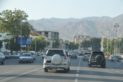 Entering the city of Khujand, the second largest city of Tajikistan, situated on  the Syr River at the mount of the Fergana Valley. We over night here.