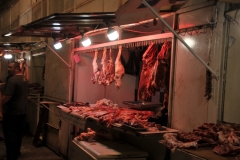 Notice the lack of refrigeration of any of the meats hanging out in the air.