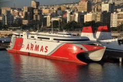The Armas are ferries, in the harbor,  that take you to the neighboring islands' Spain and North Africa. The Santa Cruz harbor is one of the busiest in Spain; three separate docks host regular ferries, fast ferries, cruise ships and merchant ships.
