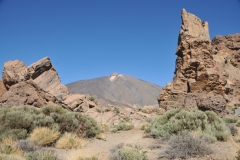 The spectacular volcanic rock formations to the left and right in the photo with the Volcano Teide in the center. Nature at its zenith.