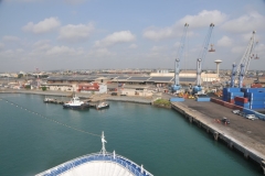 Our ship is in the process of docking.  Then we must clear customs before we can disembark and join our tours.