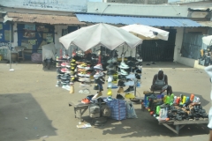 After leaving the ship we find out of the harbor area stands selling all kinds of items, clothing, shoes and you name it.