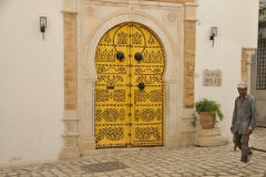 Tunis is known for its collections of front doors throughout the Medina and city.    These doors are intricutely made and maintained.  This is a well known restaurant Dar El Jeld in the Medina area. We were fortunate to dine here  several nights later. It was excellent with ceilings over 35 feet tall.