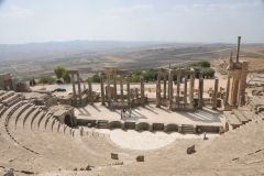 From the top of the theater seating looking to the stage area