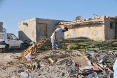 We drove to another area along the shore and found a fisherman preparing palm frowns to put in the water to help catch fish