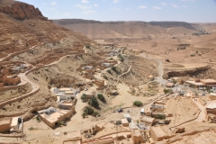 Looking down from the top.  See our bus at the bottom.  Where we walked up. 