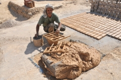 After learning about date farming we visited an area where bricks are made by hand. Talk about hard work. 