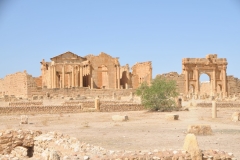 The Triumphal Arch, to the right in the photo,  of the Tetrarchy at the entrance to the city commemorates the four emperors that governed the empire in the year 300, just before the rule of Constantine the Great.