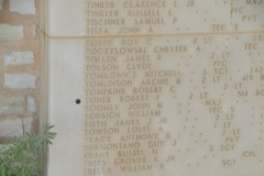 At the end of this long wall of names etched in the wall  reads  "HERE ARE RECORDED THE NAMES OF AMERICANS WHO GAVE THEIR LIVES IN THE SERVICE OF THEIR COUNTRY AND WHO SLEEP IN UNKNOWN GRAVES      1941-1945   INTO THY HANDS O LORD" 
